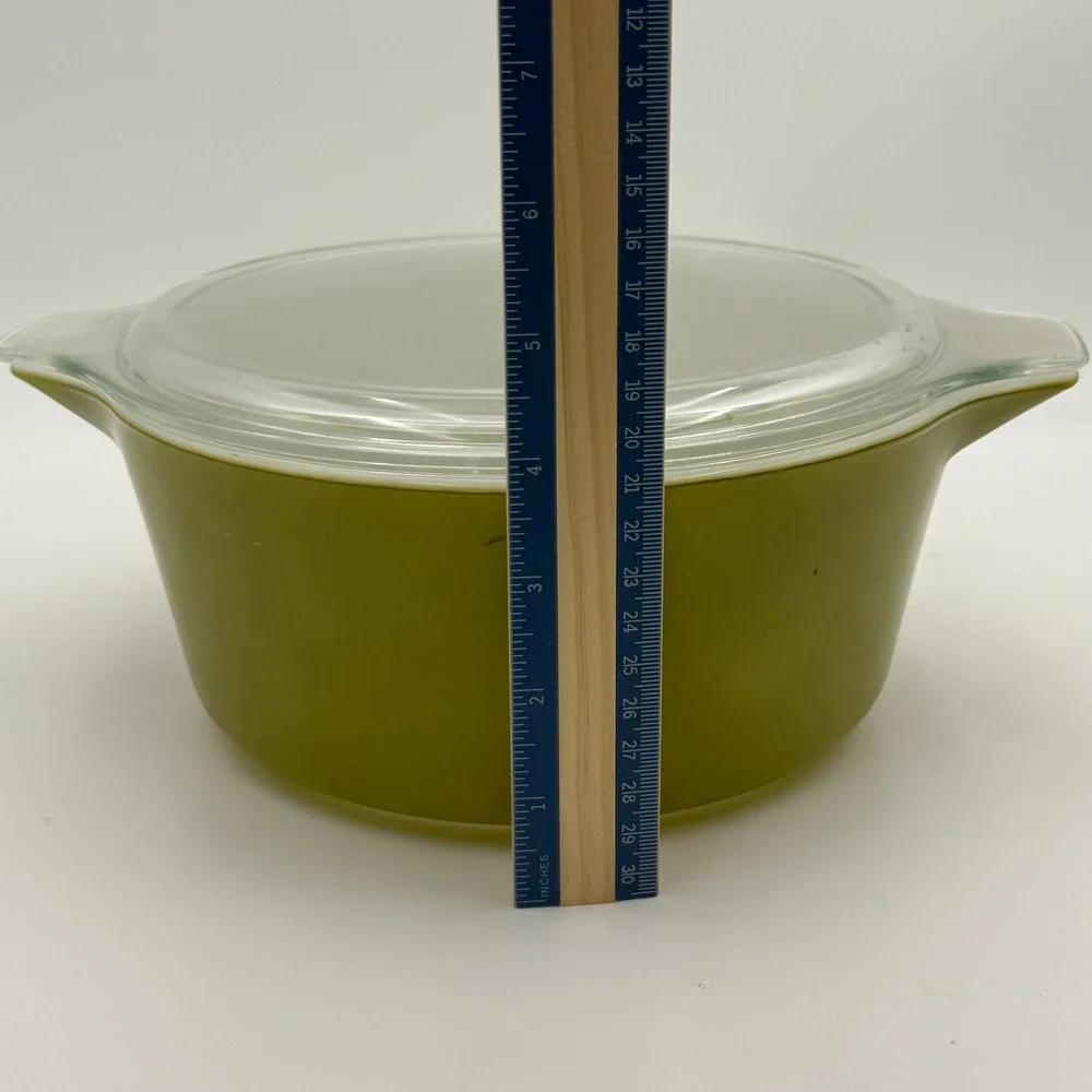 Vintage Pyrex 475-B 2.5 Qt Olive Green Round Casserole Dish with Lid Avocado